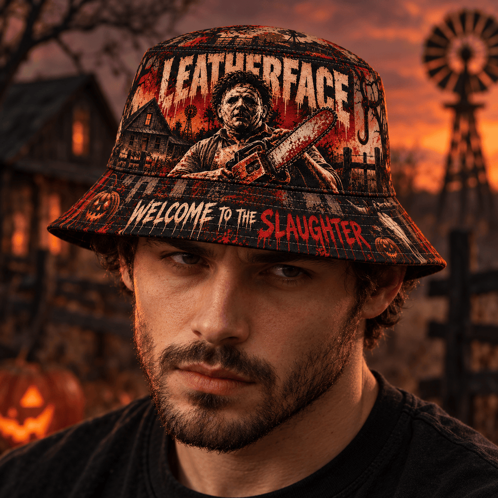 Premium Leatherface Welcome To The Slaughter Horror Graphic Bucket Hat NDN 2