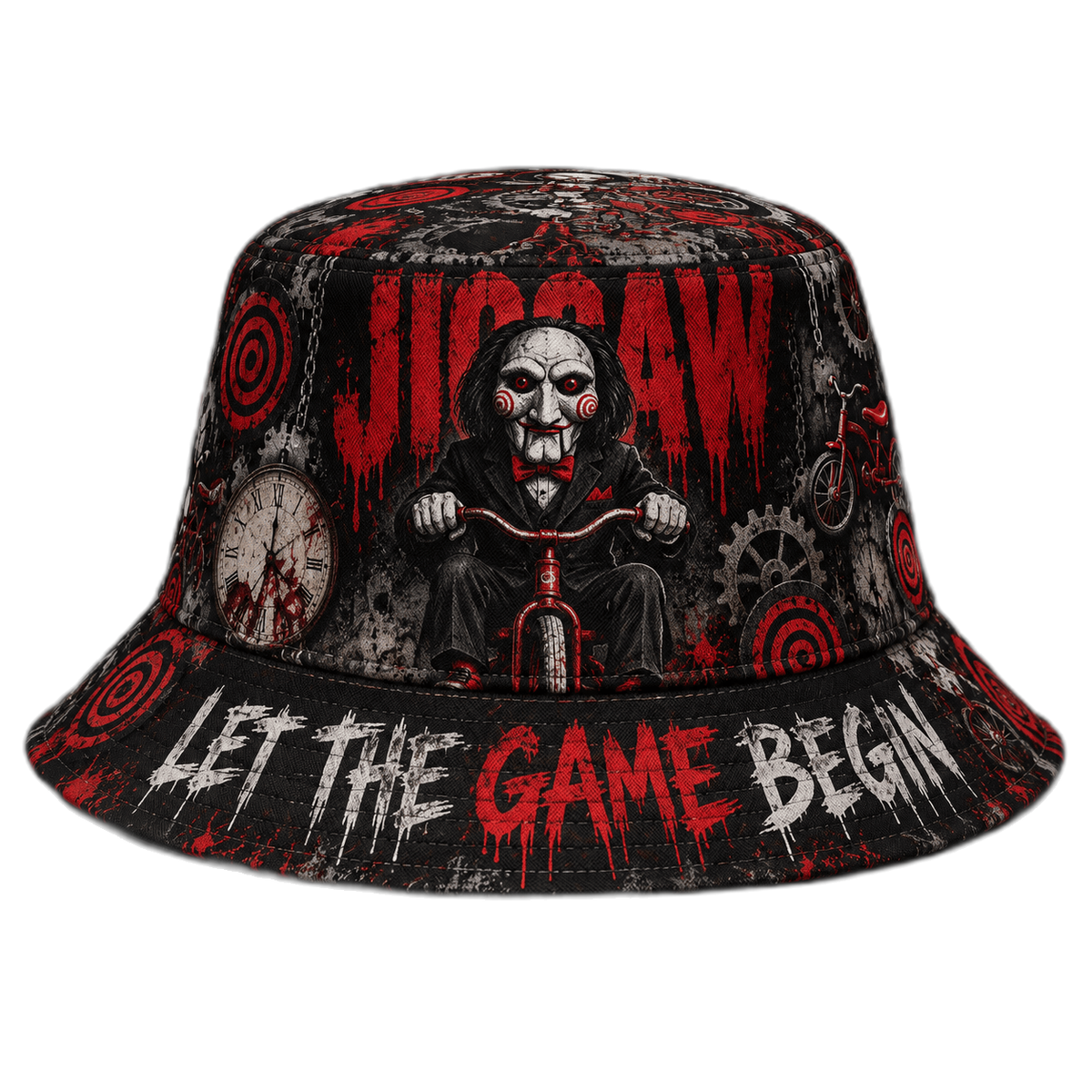 Premium Jigsaw Let The Game Begin Horror Graphic Bucket Hat NDN 1