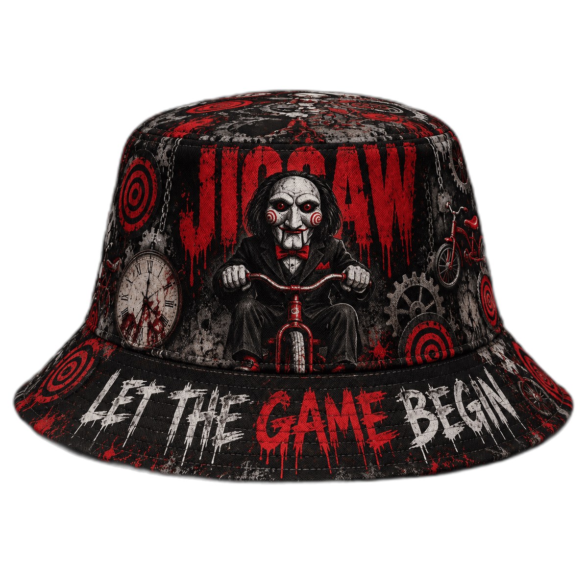 Premium Jigsaw Let The Game Begin Horror Graphic Bucket Hat NDN 1