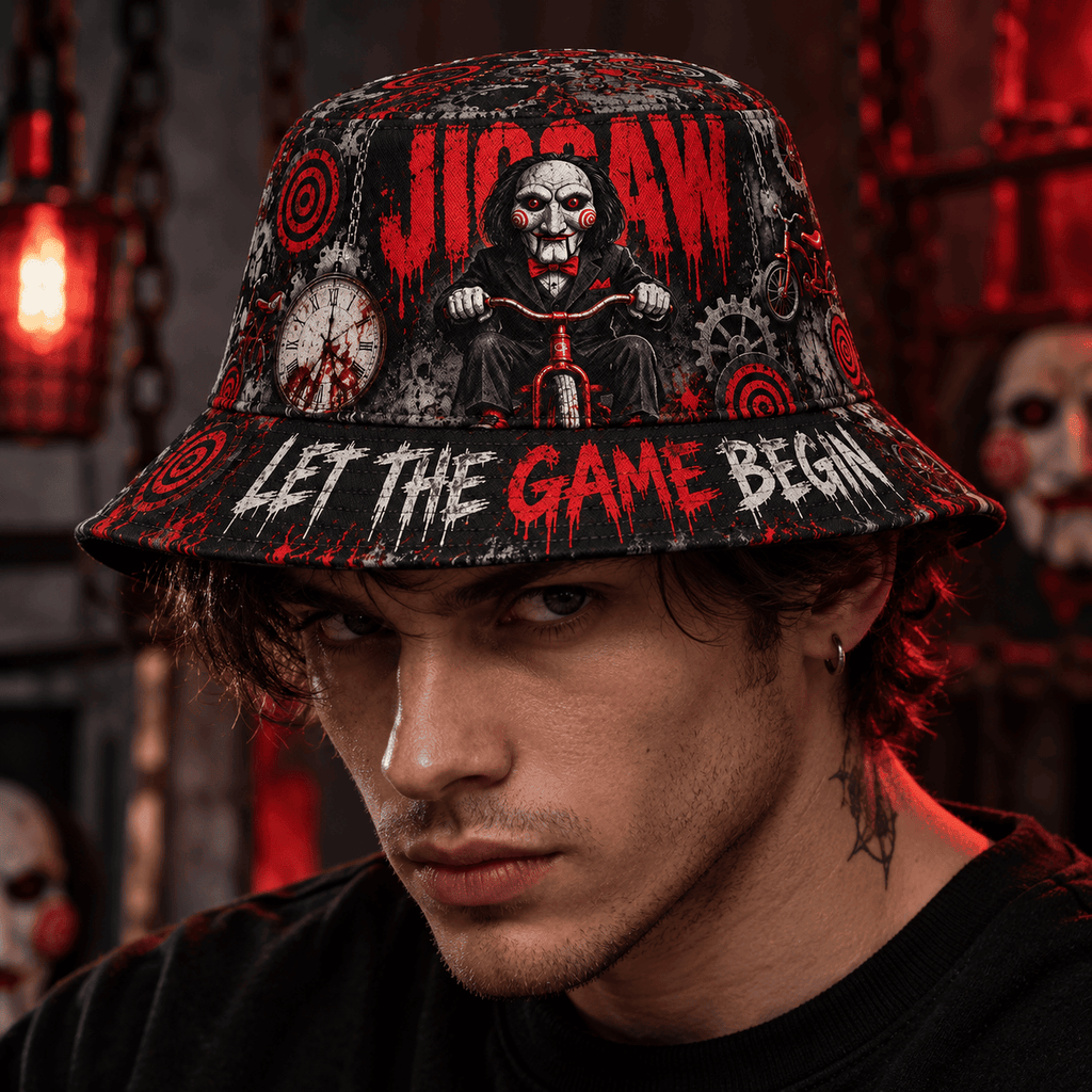 Premium Jigsaw Let The Game Begin Horror Graphic Bucket Hat NDN 2