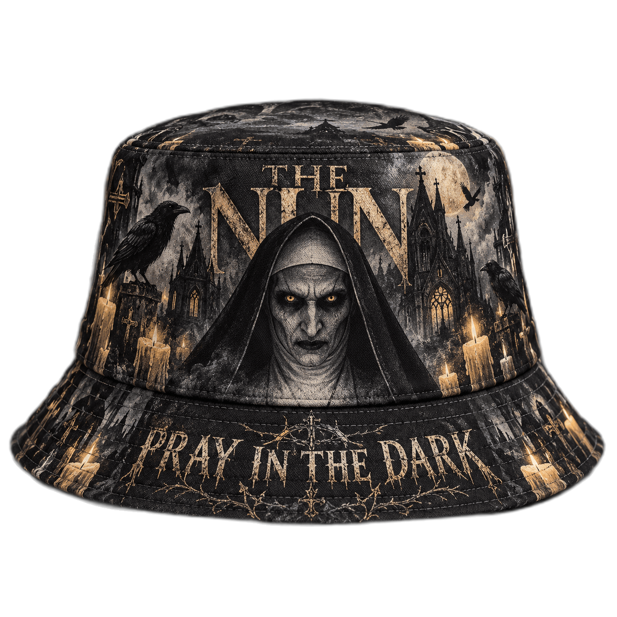 Premium The Nun Pray In The Dark Horror Graphic Bucket Hat NDN 1