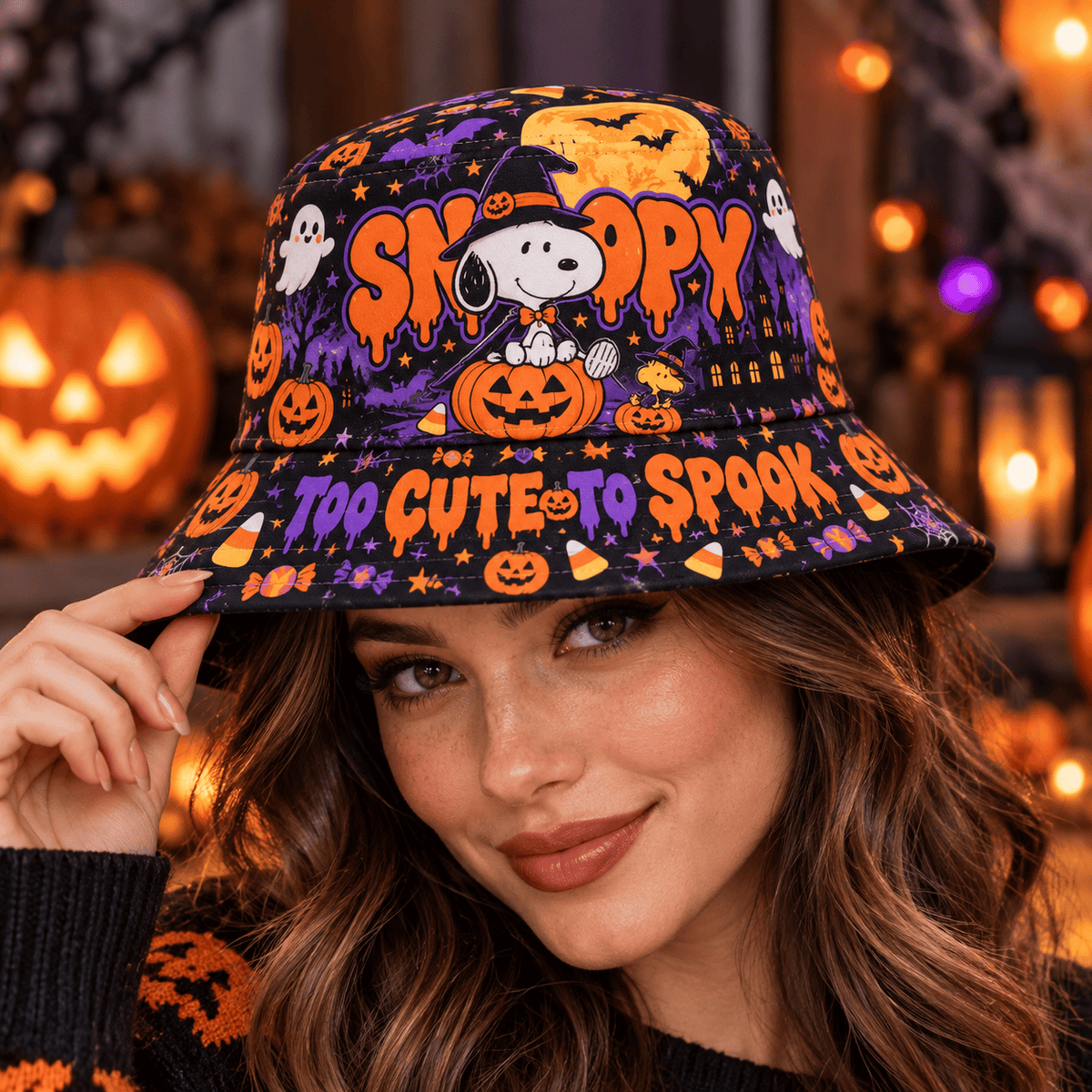 Premium Snoopy Too Cute To Spooky Halloween Graphic Bucket Hat NDN 2
