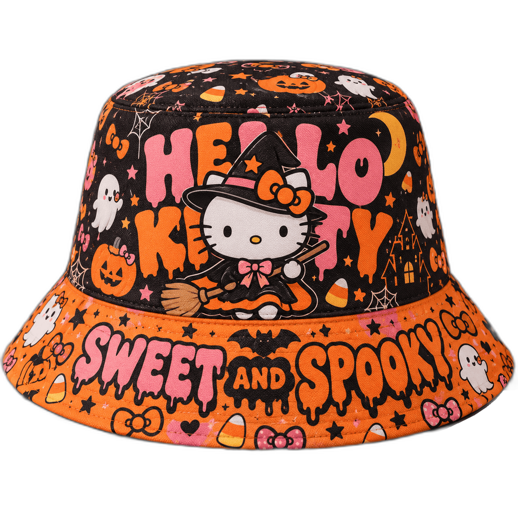 Premium Hello Kitty Sweet And Spooky Halloween Graphic Bucket Hat NDN 1