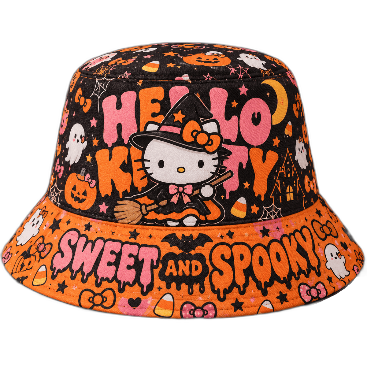 Premium Hello Kitty Sweet And Spooky Halloween Graphic Bucket Hat NDN 1