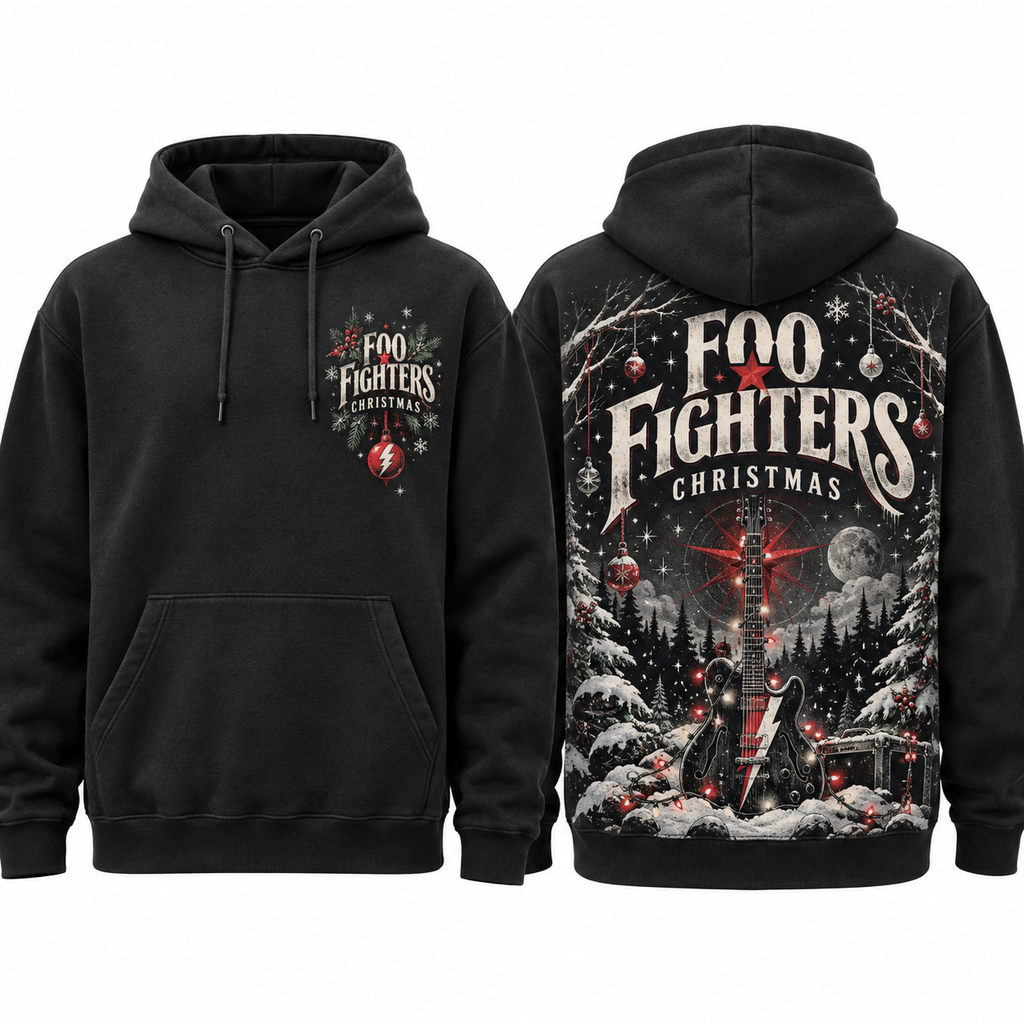 Foo Fighters Christmas Forest Scene Hoodie NTH1 for Rock Fans Who Love Winter Nights 1