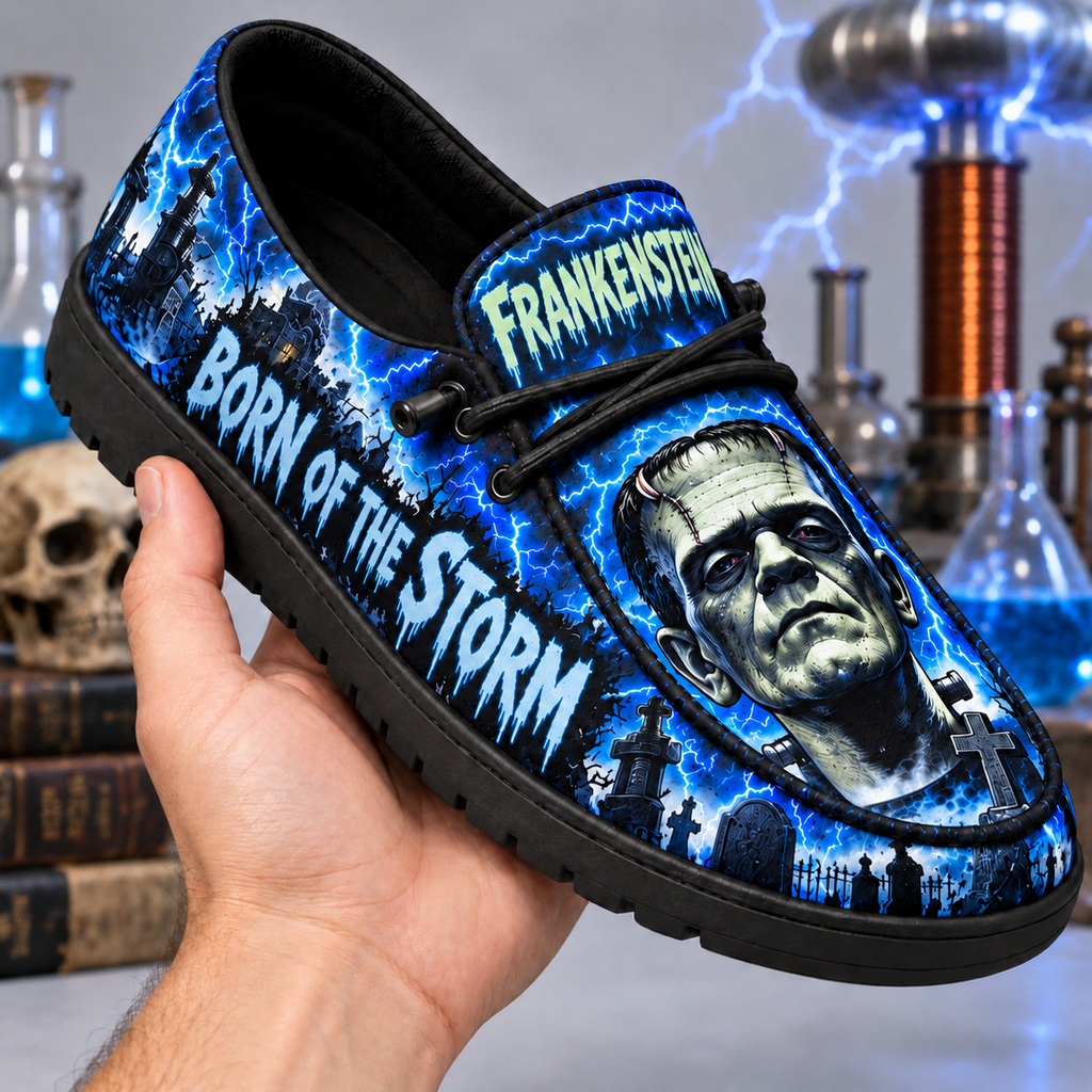 Frankenstein Blue Lightning Graveyard Loafer Shoes For Classic Monster Fans On Stormy Nights NDN 2