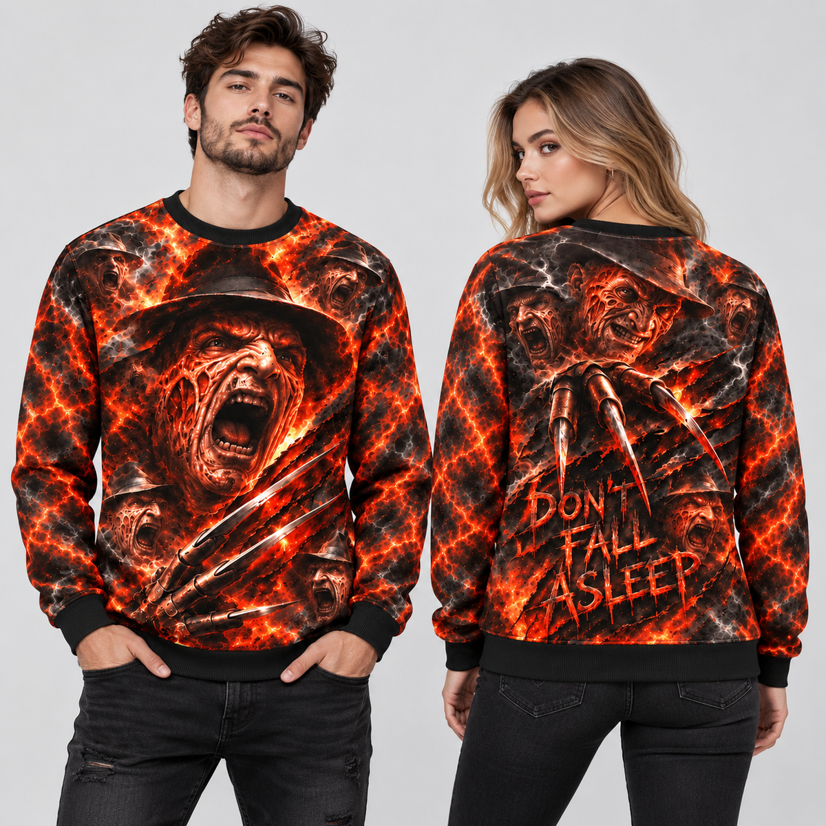 Freddy Krueger Fedora Fire Don't Fall Asleep Sweater for Nightmare Street Fans NDN 2