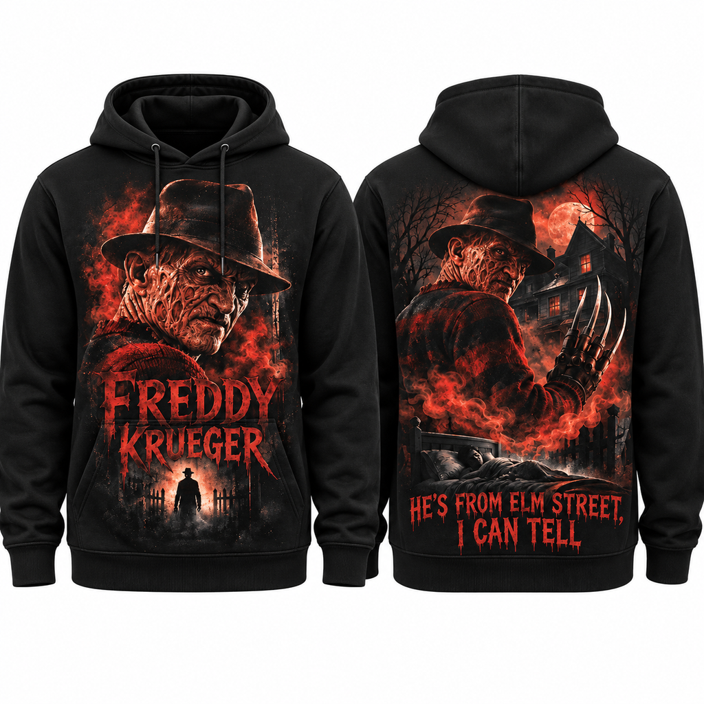 Freddy Krueger Fire Hes From Elm Street I Can Tell Claw Hoodie for Nightmare Slasher Fans NDN 1