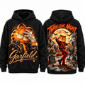 Garfield Orange Script Thriller Night Dancing Graveyard Moon Hoodie for Halloween Cartoon Fans NDN 1