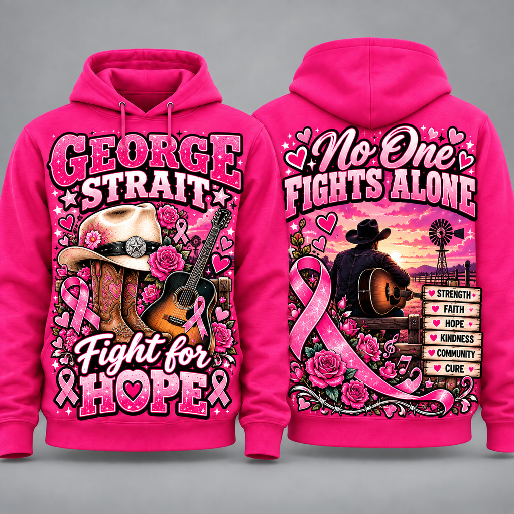 George Strait Pink Ribbon Fight for Hope Hoodie NY 1