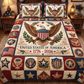 United States Of America 1776 2026 Quilted Bedding Set Good Room Decor Patriotic Themed Gifts