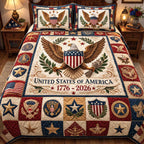 United States Of America 1776 2026 Quilted Bedding Set Good Room Decor Patriotic Themed Gifts