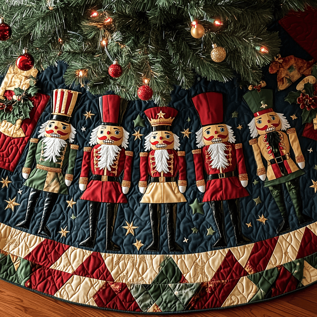 Enchanted Nutcracker Quilted Christmas Tree Skirt NCU0DV2306