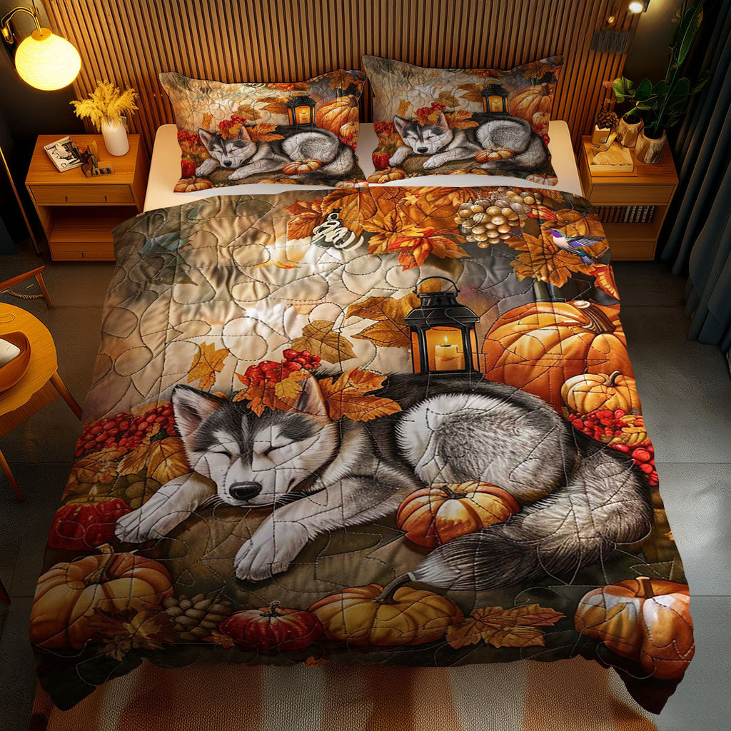 Husky's Thanksgiving Dream WN1510057CL Duvet Cover Set