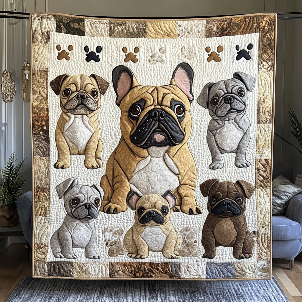 Bulldog Family WU0511008CL Quilt