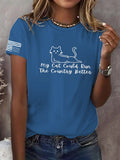 My Cat Could Run The Country Better T-Shirt Upside Down American Flag Shirt For Women - Otakuforge