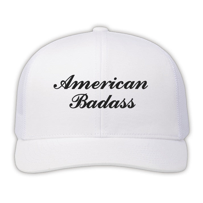 American Badass Hat Trucker Cap Rock Kid White American Bad Ass Trucker Hat - Otakuforge