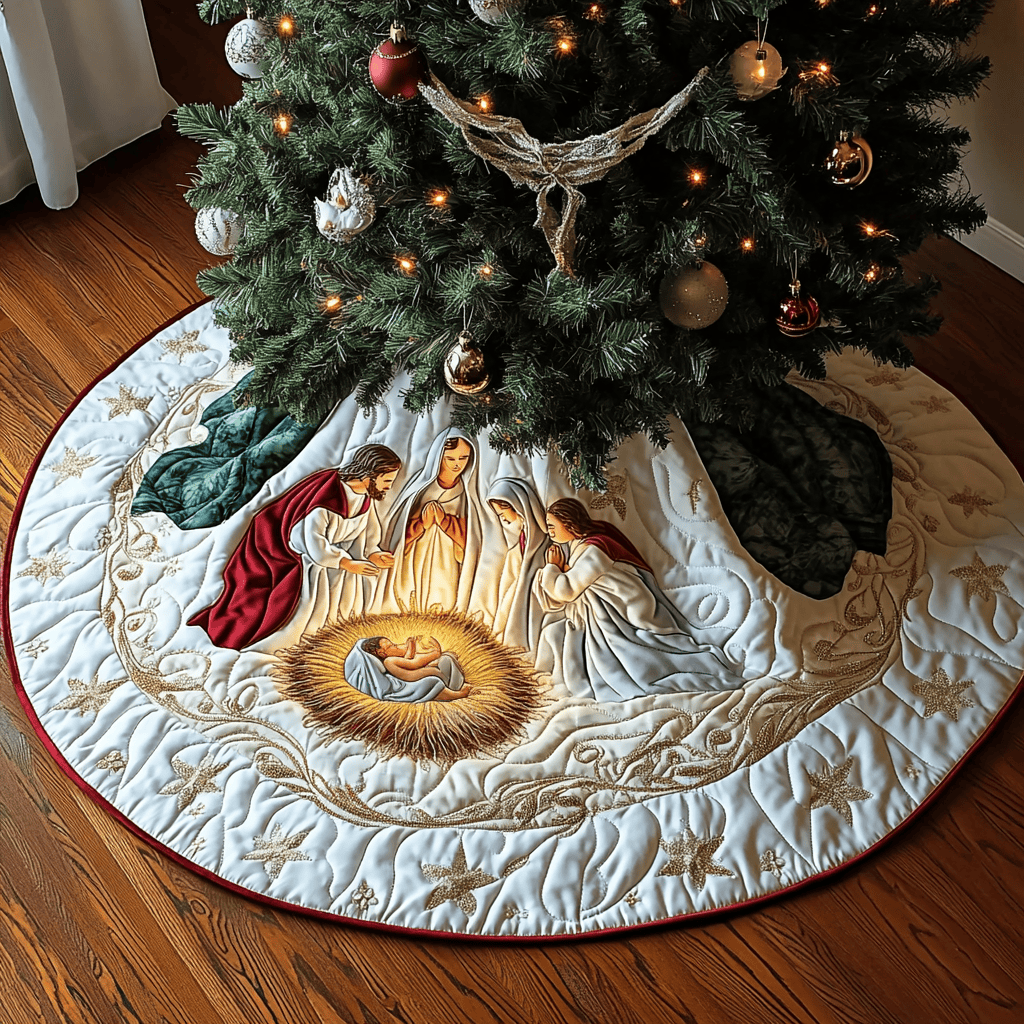 Holy Infant Christmas Quilted Tree Skirt NCU0DV1295