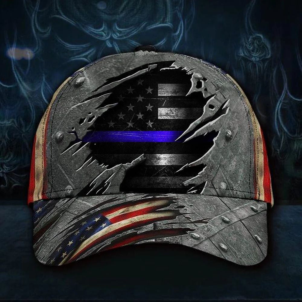 Thin Blue Line Hat 3D Print American Flag Vintage Hat Old Retro Support Our Law Enforcement 2 - Otakuforge