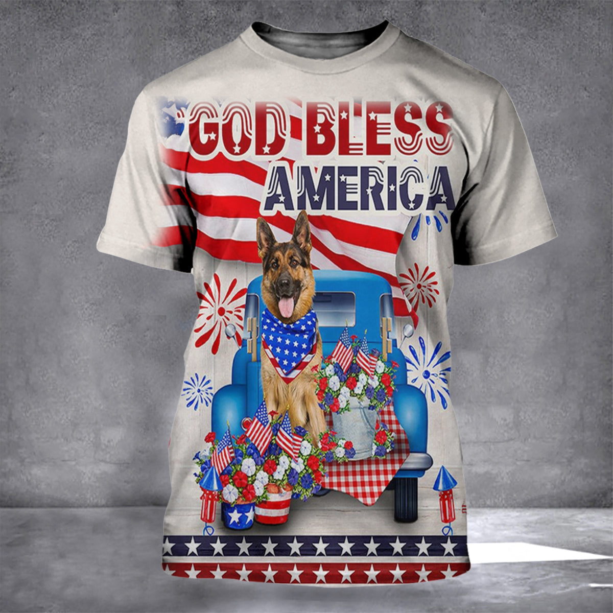 German Shepherd 4th of July Flag Independence Day God Bless America Flag - Otakuforge