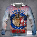 German Shepherd God Bless America Independence Day Flag Hoodie Dog Lovers 4 Of July Clothes - Otakuforge