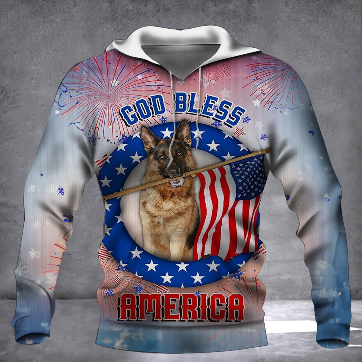 German Shepherd God Bless America Independence Day Flag Hoodie Dog Lovers 4 Of July Clothes - Otakuforge