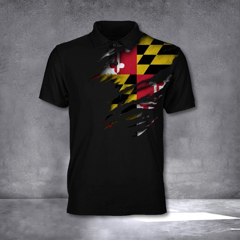 Maryland Flag Polo Shirt Maryland State Clothes Patriotic Apparel Dad Mens Gift Ideas - Otakuforge