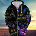 Cat Zip Up Hoodie 3D Cat Graphic Tee Themed Clothing Mens Womens - Otakuforge