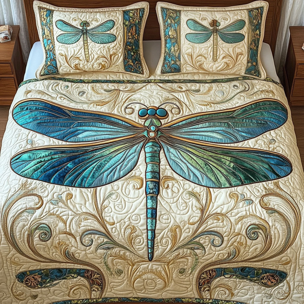 Sky Blue Harmony 3-Piece Quilted Bedding Set NCU0NT3501