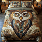 Wise Owl 3-Piece Quilted Bedding Set NCU0VL1055