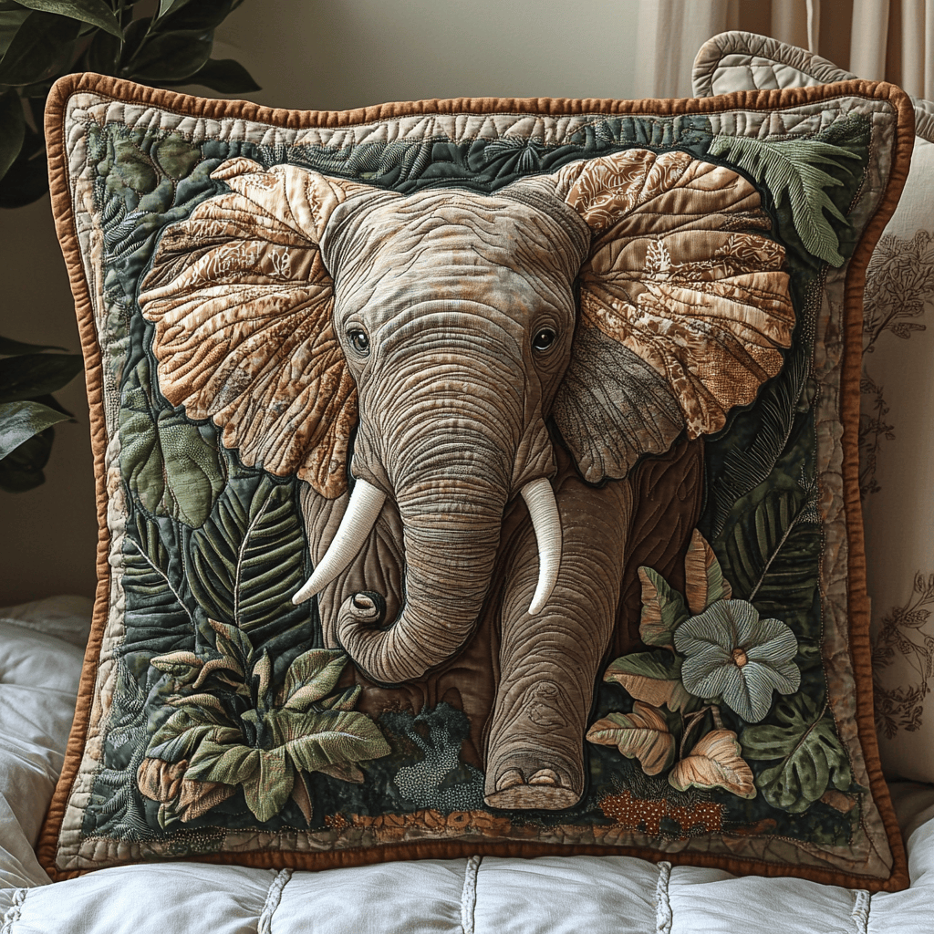 Elephant Jungle Quilted Pillow Case NCU0DV6144