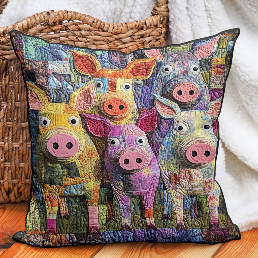 Pigs in the Patchwork Quilted Pillow Case NCU0PT5812