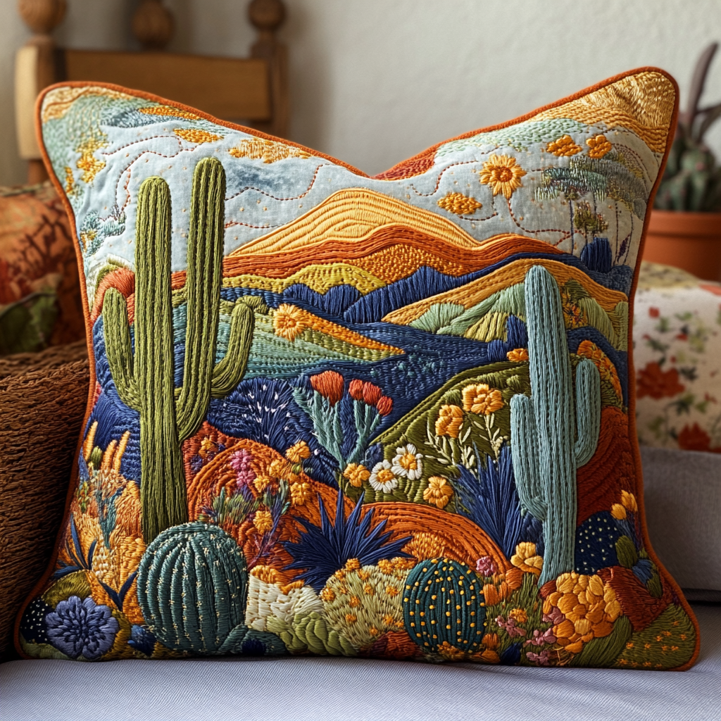 Cactus Country Quilted Pillow Case NCU0DV4334