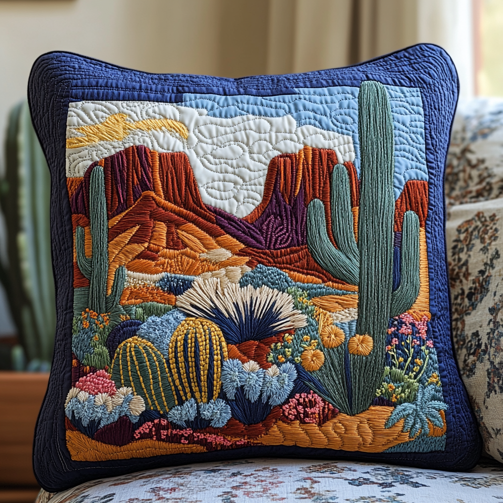 Cactus Painting Quilted Pillow Case NCU0DV4336