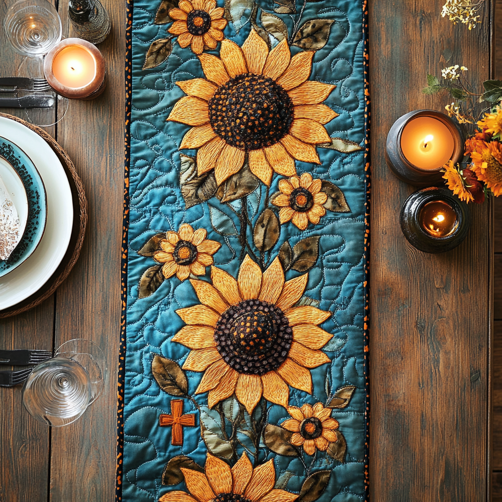 Rustic Bloom Quilted Table Runner NCU0VH2278