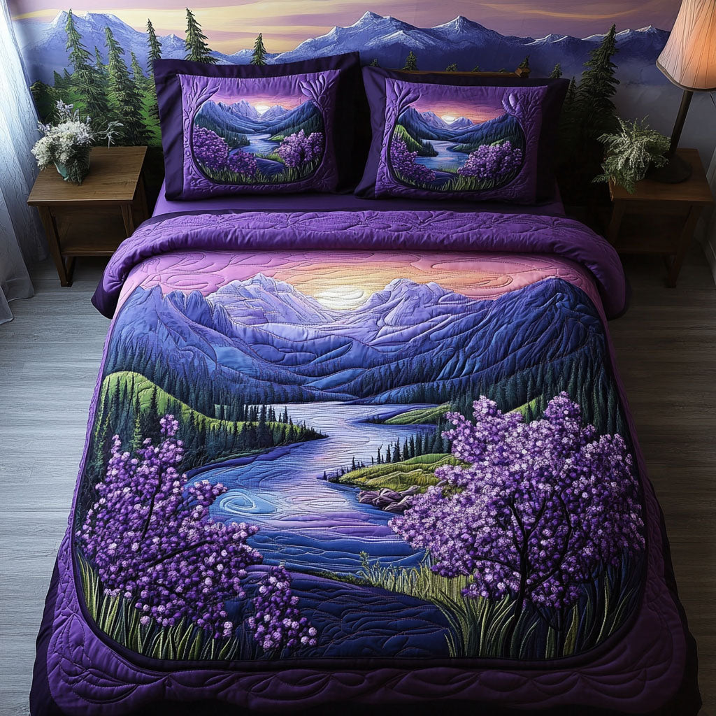 Purple Mirage 3-Piece Quilted Bedding Set NCU0PT7154