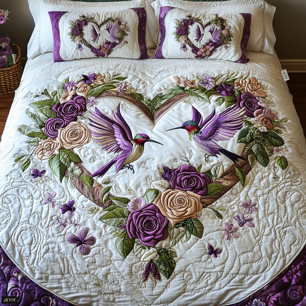 Hummingbird 3-Piece Quilted Bedding Set NCU0VT168