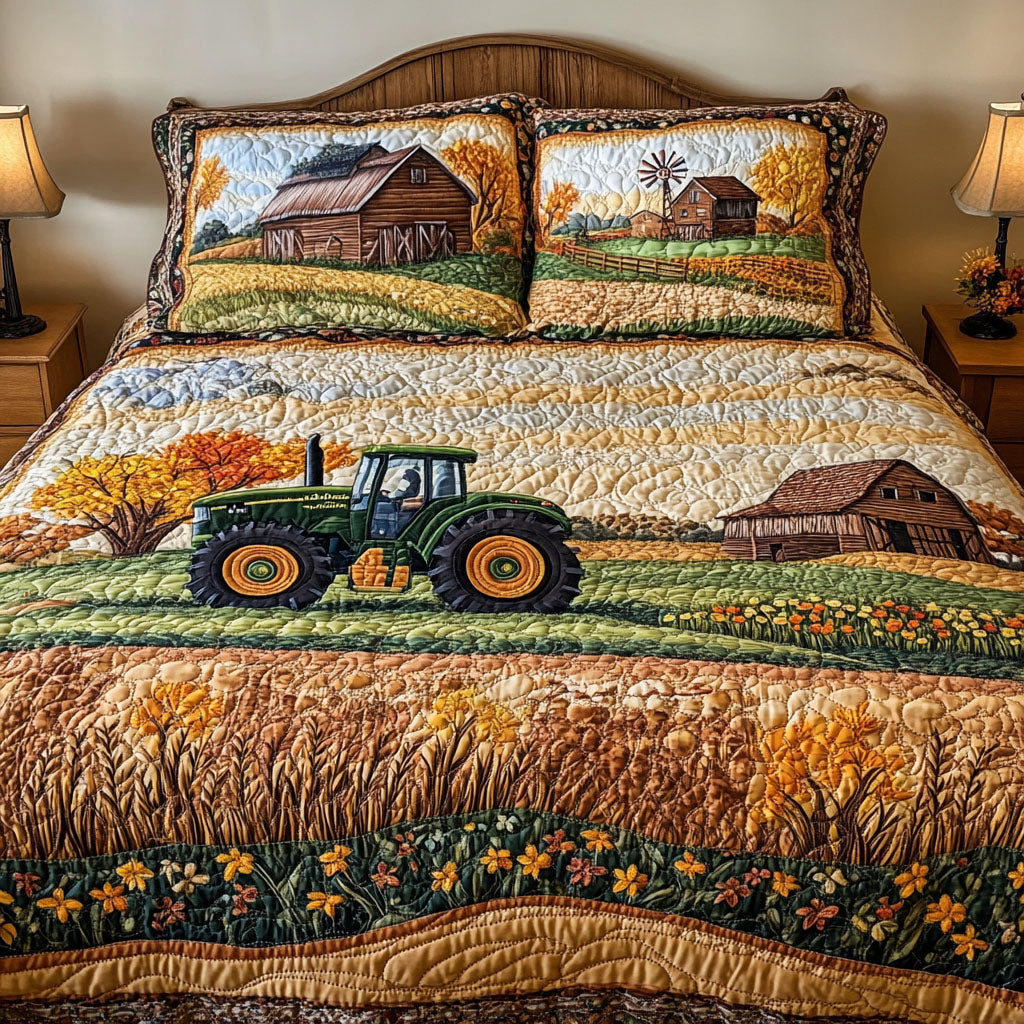 Lush Autumn Landscape 3-Piece Quilted Bedding Set NCU0PT7786
