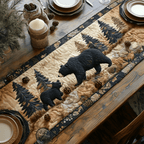 Black Bear Family Quilted Table Runner NCU0DV4206