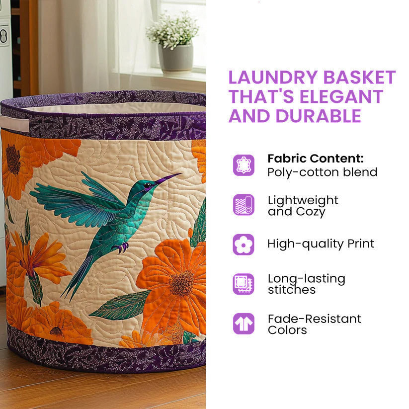 Spring Swallow Quilted Laundry Basket Washroom Hamper Cute Gifts For Bird Lovers - Otakuforge