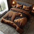 Bear Shadowed Trails Quilted Bedding Set Rustic Bed Sheet Set Best Gifts For Bear Lovers