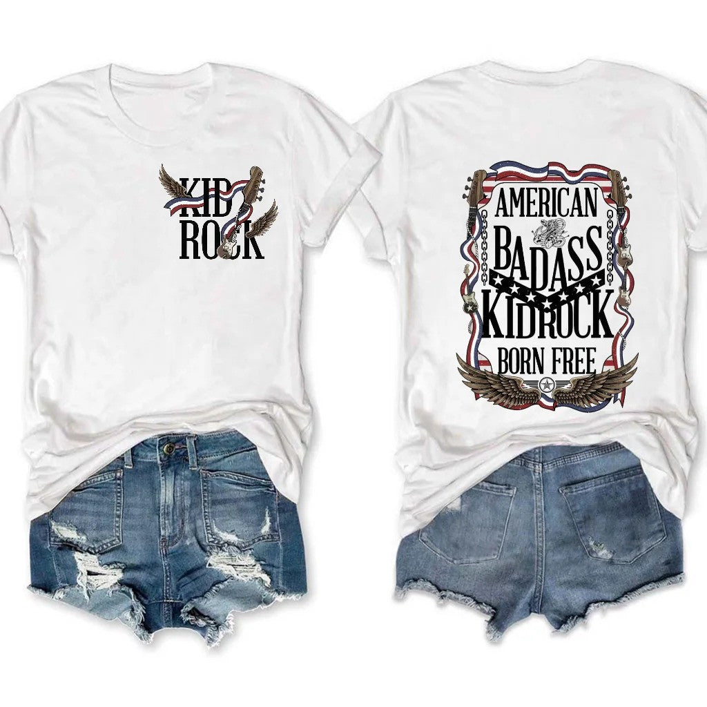 Kid Rock American Badass Born Free T-Shirt Kid Rock Merch Gifts For Music Lovers - Otakuforge