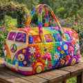 Fantasy Garden Hippie Van Quilted Duffle Bag Travel Accessories Gifts For Fantasy Lovers