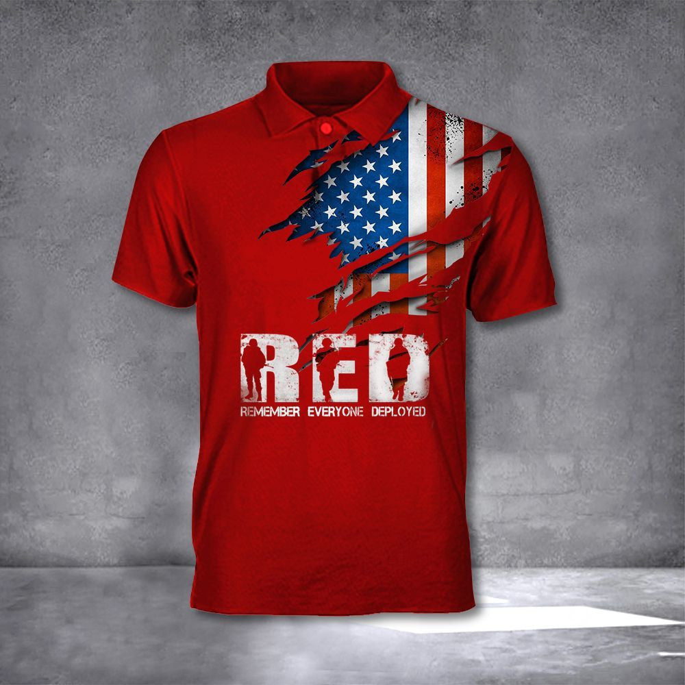 Remember Everyone Deployed Polo Red T-Shirt - Otakuforge