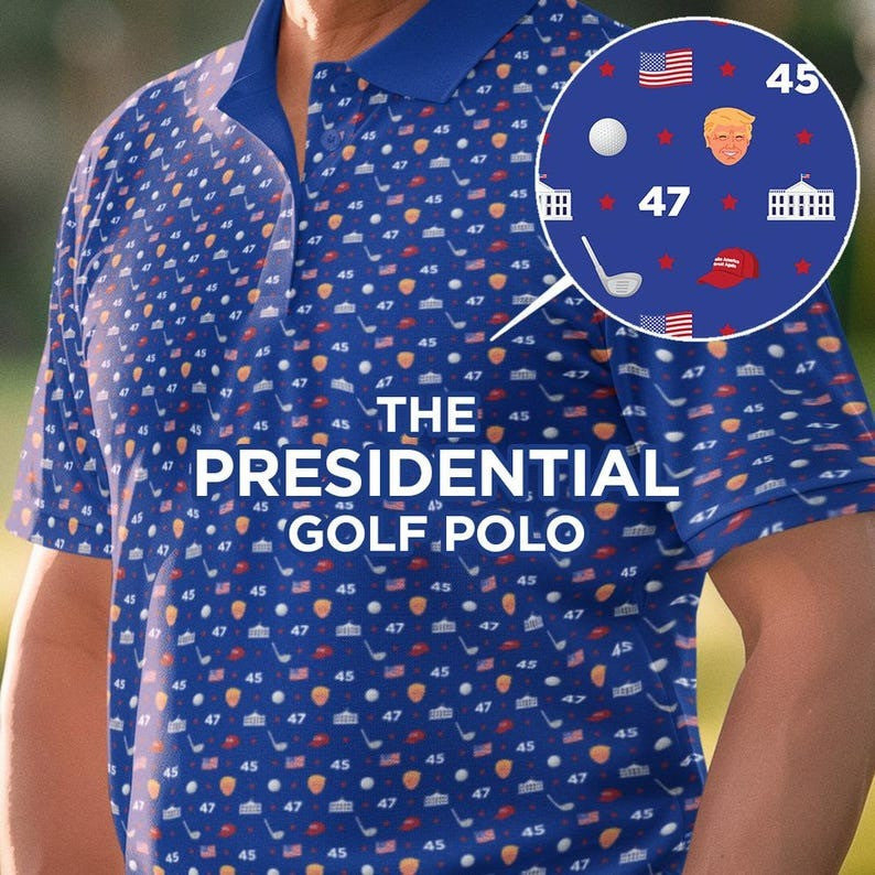 President Trump 45 47 Golf Polo Shirt Make America Great Again Shirt Trump 2025 Merch - Otakuforge
