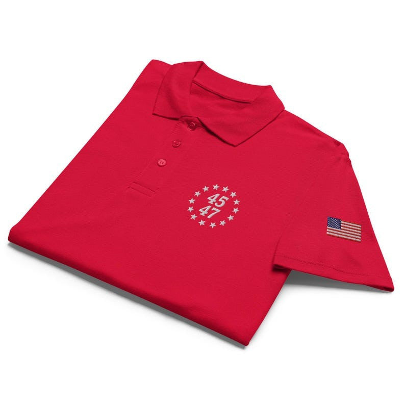 Trump 45 47 Polo Shirt Red President Trump 2025 Shirt Patriotic Gifts For Trump Supporters - Otakuforge