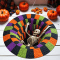 Skeleton Faux Halloween Quilted Round Mat Spiral Abyss Hollow Rug Indoor Decorations Gifts