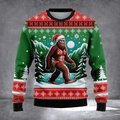 Bigfoot In The Snow Ugly Christmas Sweater Warm Clothes For Winter Bigfoot Lover Xmas Gifts