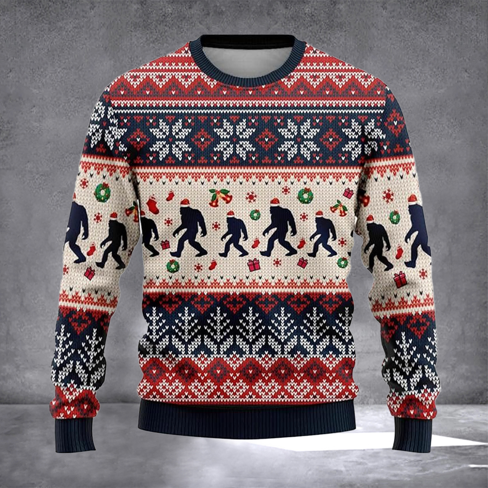 Bigfoot Santa Ugly Christmas Sweater Xmas Party Outfits Winter Apparel Bigfoot Lovers Gifts