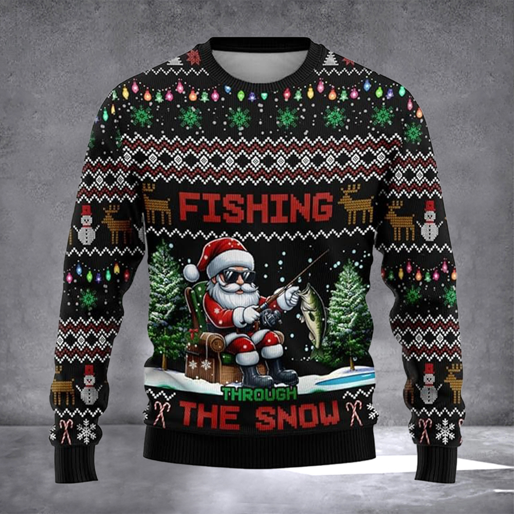 Fishing Through The Snow Ugly Christmas Sweater Xmas Party Outfits Winter Clothing Gifts